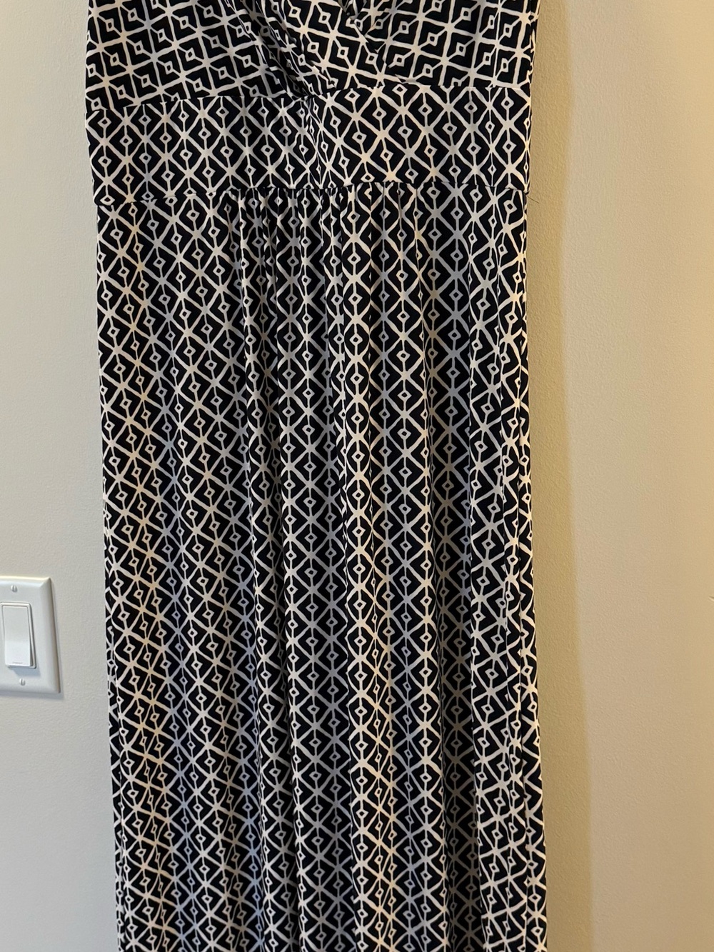 Chaps navy blue and White Geometric Maxi dress